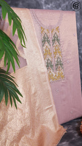Golden Brown Tissue Silk Pearl Embroidery Pattern Designer Salwar